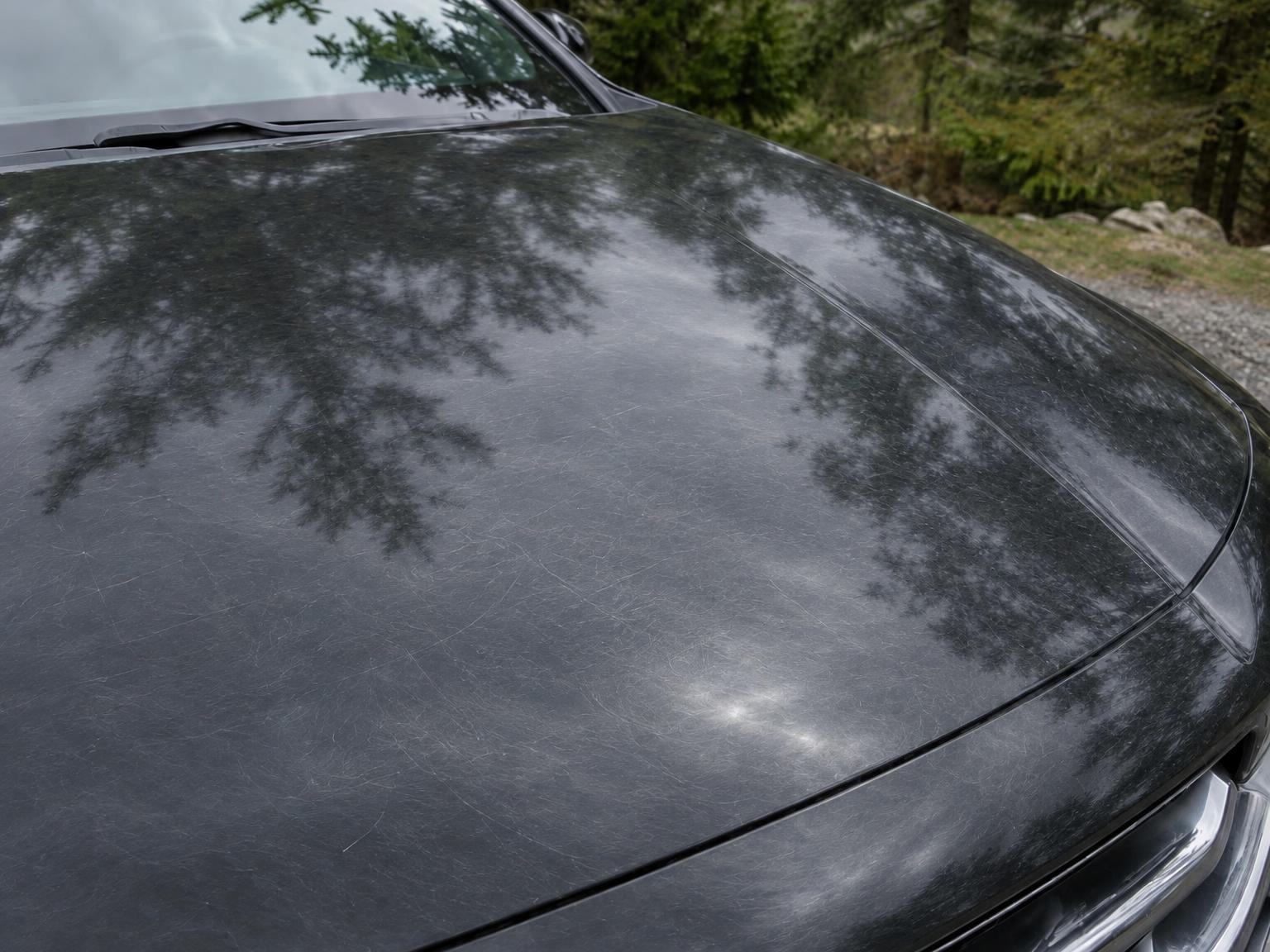 Swirl marks, hood, before